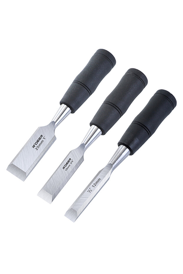 Wood Chisel Set Wood Chisel 7.5 Inch Carbon Steel Mn65# Chisel with Hammer End and Anti-Slip Handle