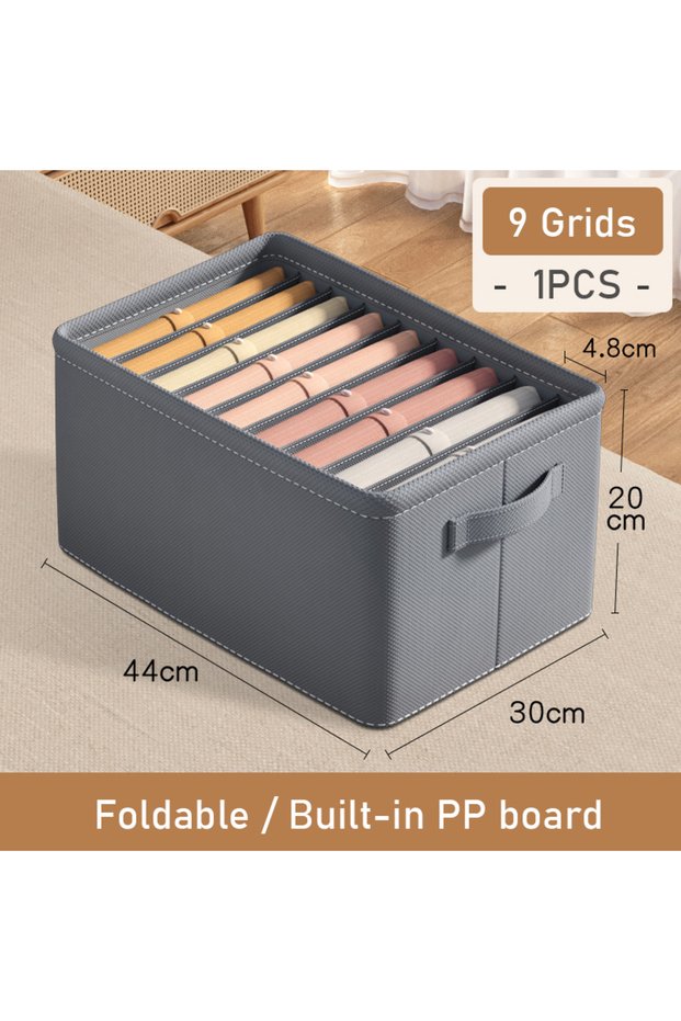 9 Grids Thickened Pants Storage Box Foldable 9/7/6 Grids Organizer for Jeans Sweatshirt Shirt Wardro