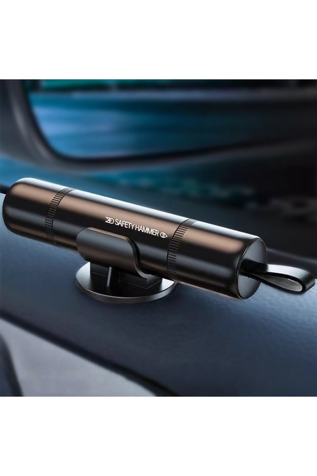 Black A 2-in-1 Car Safety Hammer & Seat Belt Cutter - High Hardness Tungsten Steel Emergency Glass B