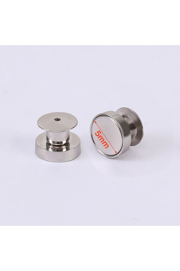 Rhodium 5mm 5Pcs Brooch Pin Convert to Refrigerator Magnets Buckle Badge Back Strong Magnetic Metal