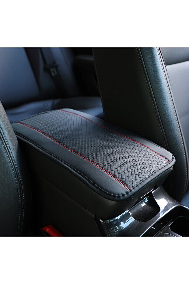 BK red 1 PU Comfortable Embossed Waterproof Anti-fouling Car Armrest Cushion Central Control Cushion