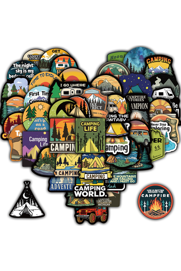 50PCS 50PCS Camping Sticker Notebook Decorative Luggage Creative Laptop Bicycle Skateboard Personali