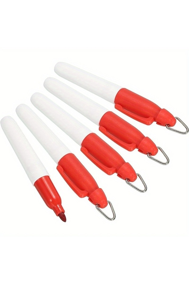 red 5/10 Pcs Mini Permanent Markers, Golf Ball Marker Pen With Keychain Clip For Office Meeting Outd
