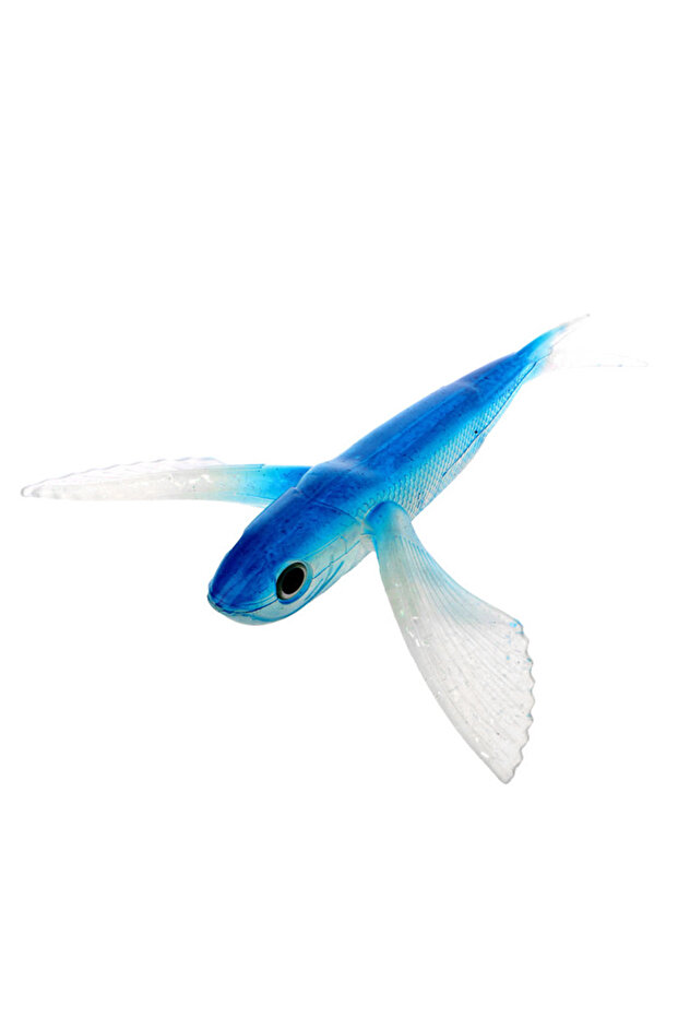 Blue Seawater PVC Fishing Bait Flying Fish Lure Boat Trolling Tuna Mackerel Soft Baits 21cm/130g