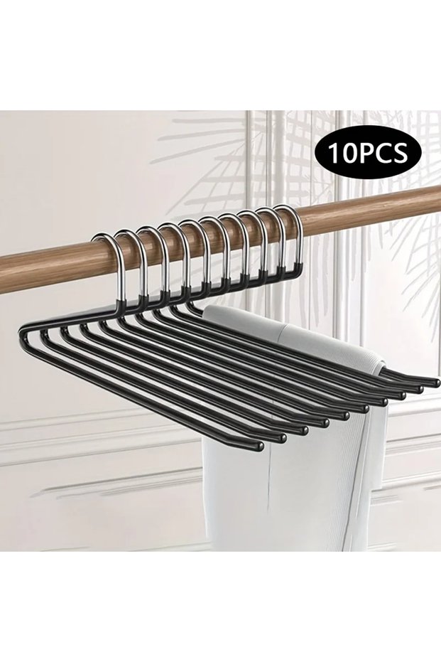 10pcs black 10pcs Space-saving Goose Z-shaped Pants Hanger Durable Metal Material Multi-functional P