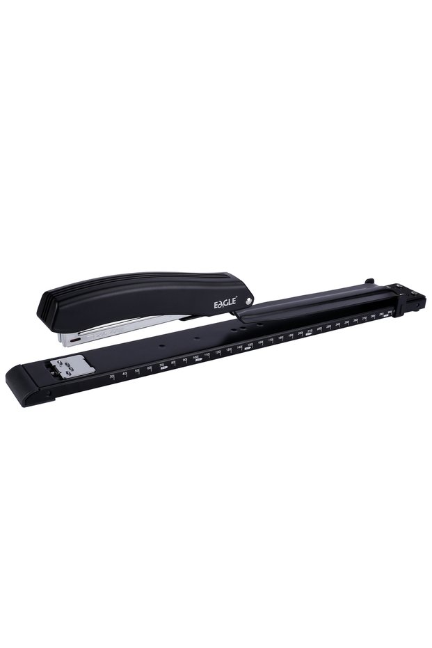 black Eagle LONG-ARM Stapler With Built-in Ruler & Adjustable Paper Guide, Rotatable anvil, school a