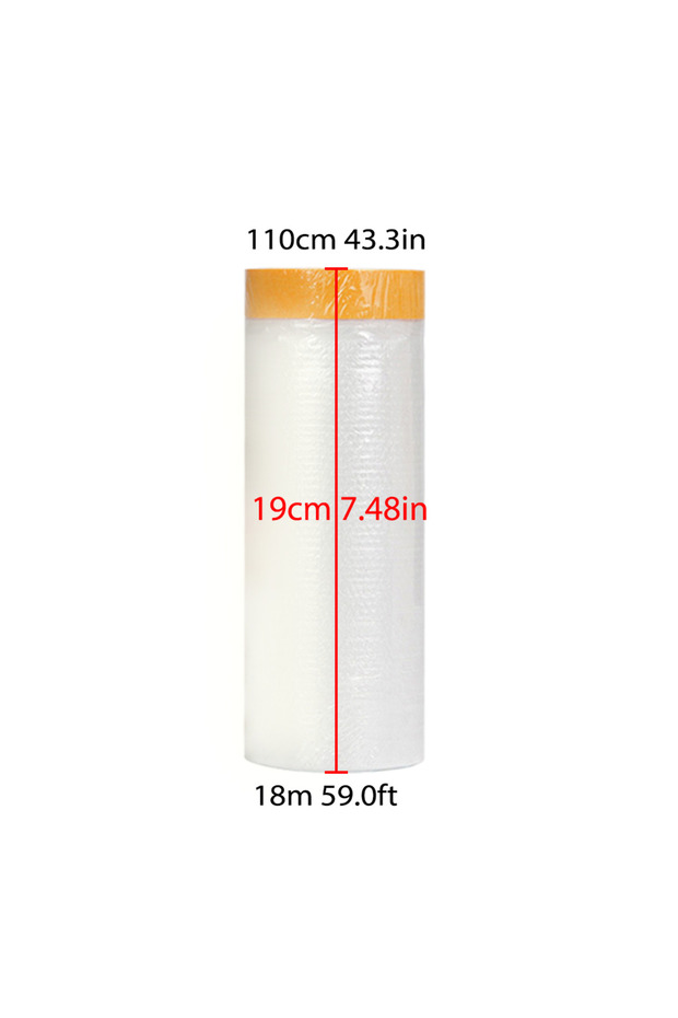 110cmx18m Pre-Taped Masking Film Protection PE Covering Cloth Tape for Living Room Furniture Dust-pr