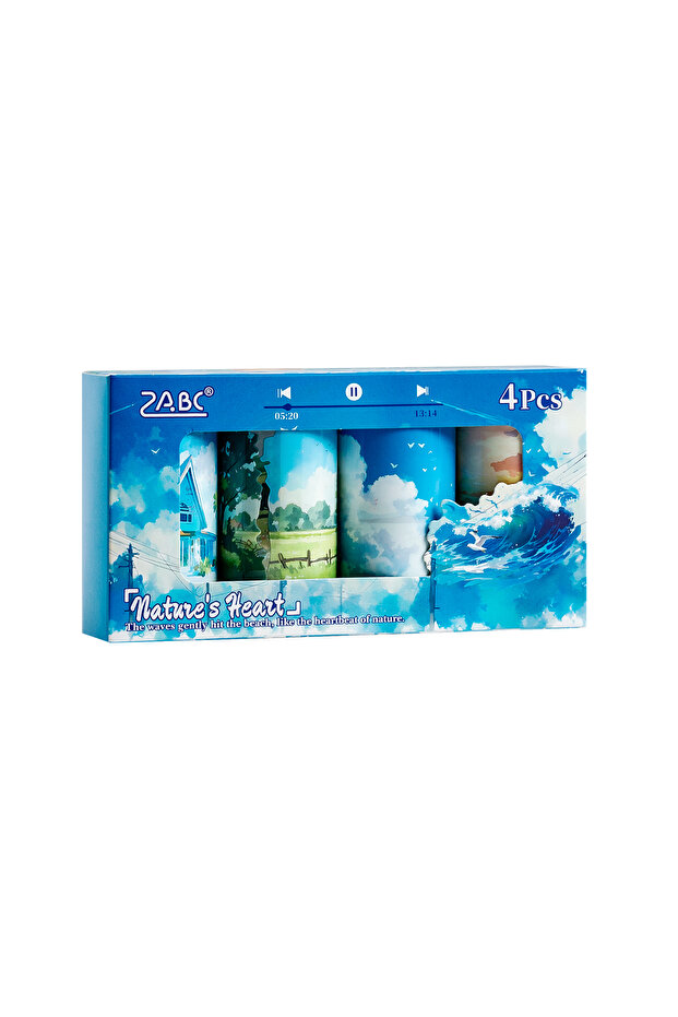 250829-2 4 Rolls Transparent PET Tape Set,Nature Landscape Scenic Design,DIY Scrapbooking Journaling