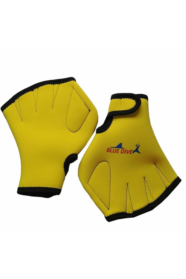 one size YELLOW Aquatic Swimming Webbed Gloves Gloves Paddles Fit Traning Water Resistance Webbed Pa