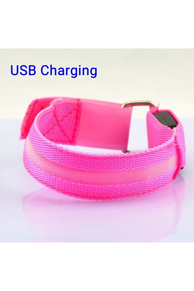 Pink Night Running Armband LED Light Outdoor Sports USB Rechargeable Safety Belt Arm Leg Warning Wri