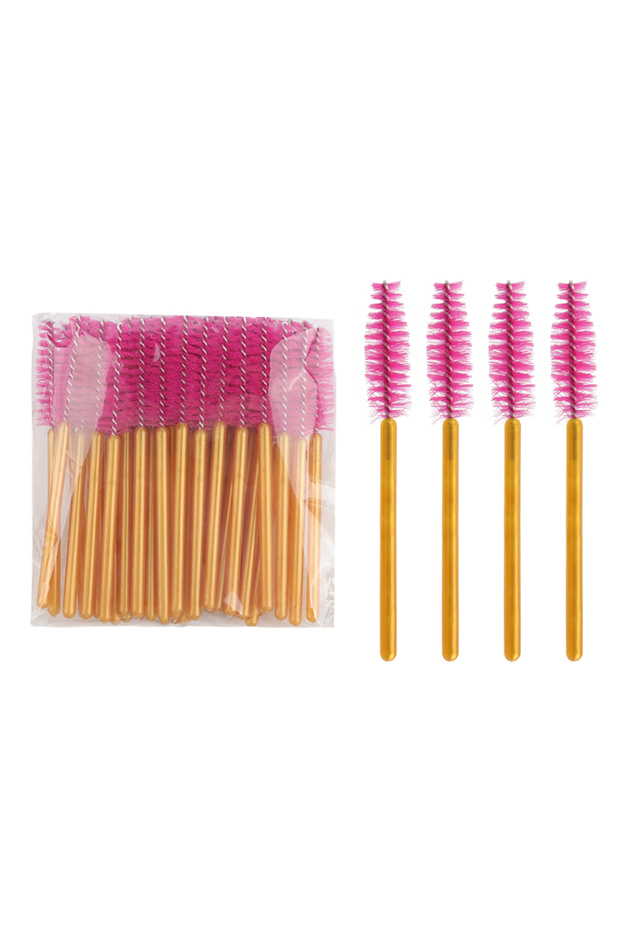 50pcs rose red 50Pcs Disposable Eyelash Makeup Brush Mascara Wands Gold Mini Eye Lash Brushes Short