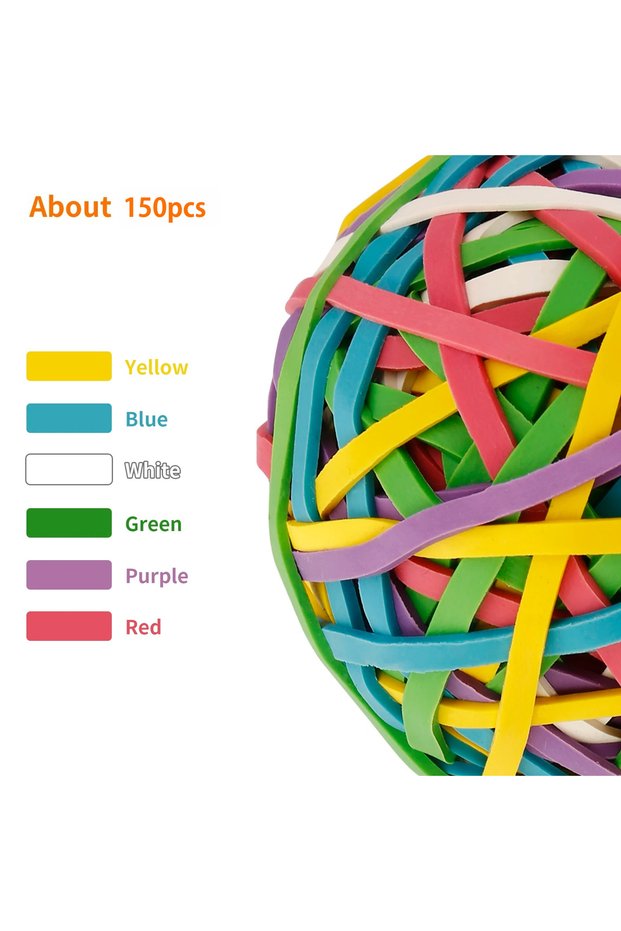 Colorful Rubber Band Ball Elastics 150 Pcs Colorful Rubber Bands Stationery Holder Elastic Loops Art