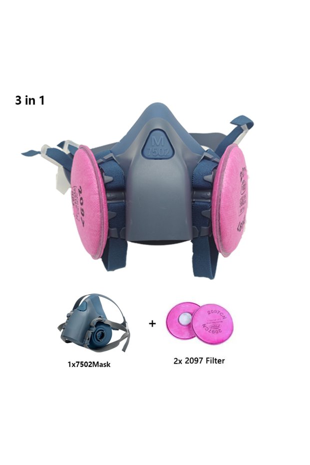 3in1-2097 7502 Silicone Respirator Gas Mask With 2097 Filter Goggles Set For Epoxy Dust Paint Organi