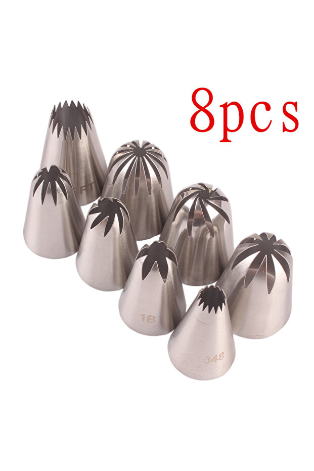 8pcs Large Metal Cookies Tip Sets Cream Decoration Tips Set Pastry Tools Stainless Steel Piping Ici