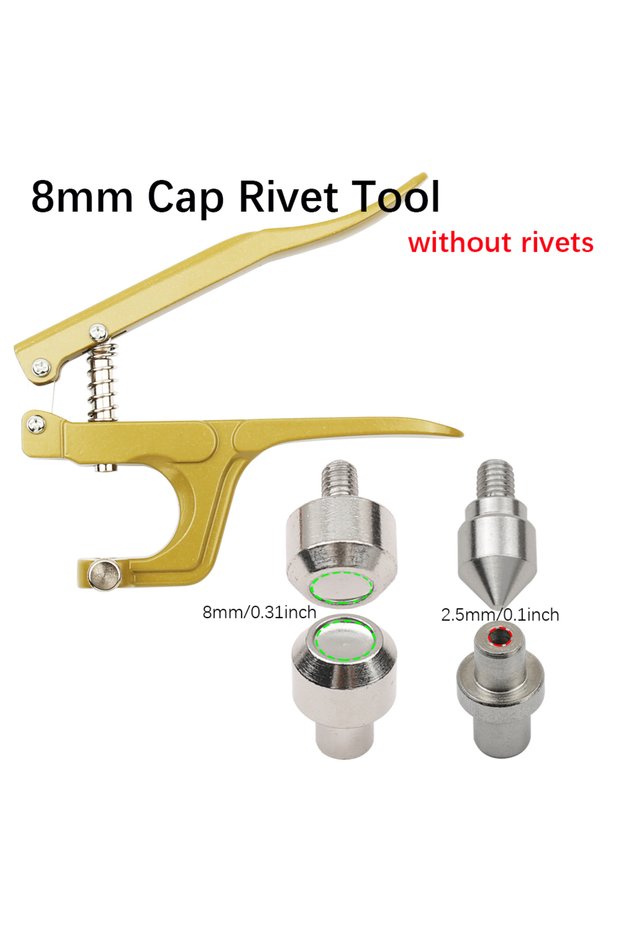 DCGJ-JS-8mm 8mm Copper Double Cap Rivets Stud Round Nail Spike with Tool for Leathercraft Shoes Bag