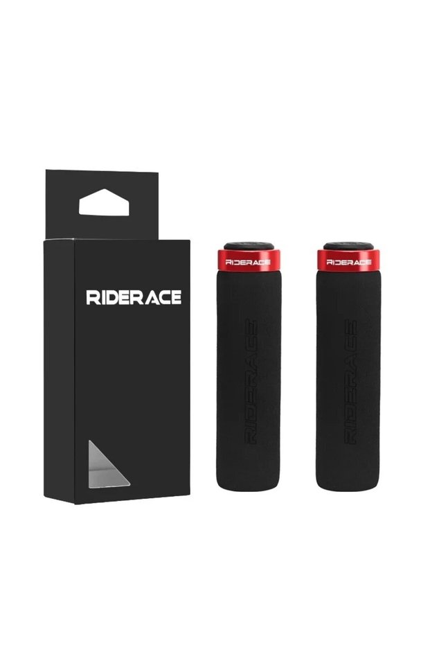 red RIDERACE Bicycle Handlebar Grips Soft Sponge Anti-skid Shock-absorbing For MTB Mountain Bike Han