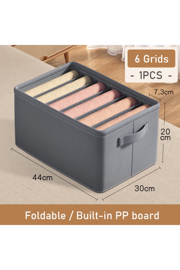 6 Grids Thickened Pants Storage Box Foldable 9/7/6 Grids Organizer for Jeans Sweatshirt Shirt Wardro