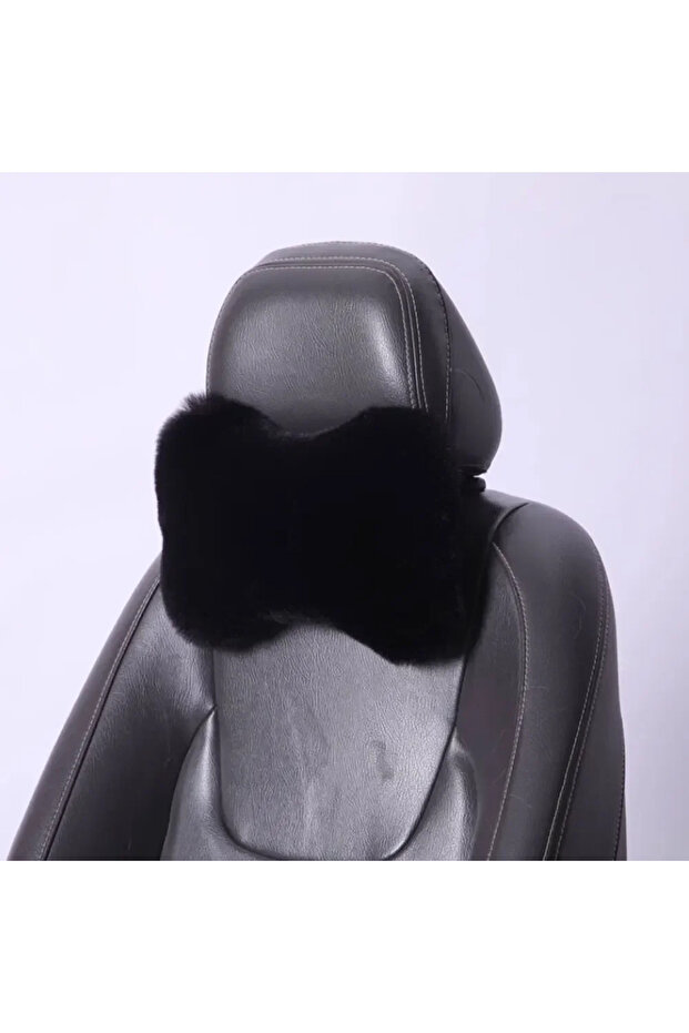 black Winter Car Neck Headrest Pillow Soft Car Seat Neck Pillow Breathable Plush Head and Neck Suppo