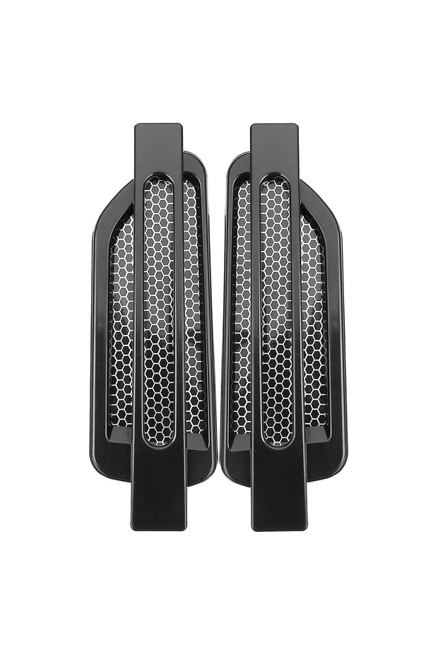 F1-470-Black 1pair Car Side Fender Vent Sticker Air Flow Spoiler Racing Intake Grille Trim Chrome De
