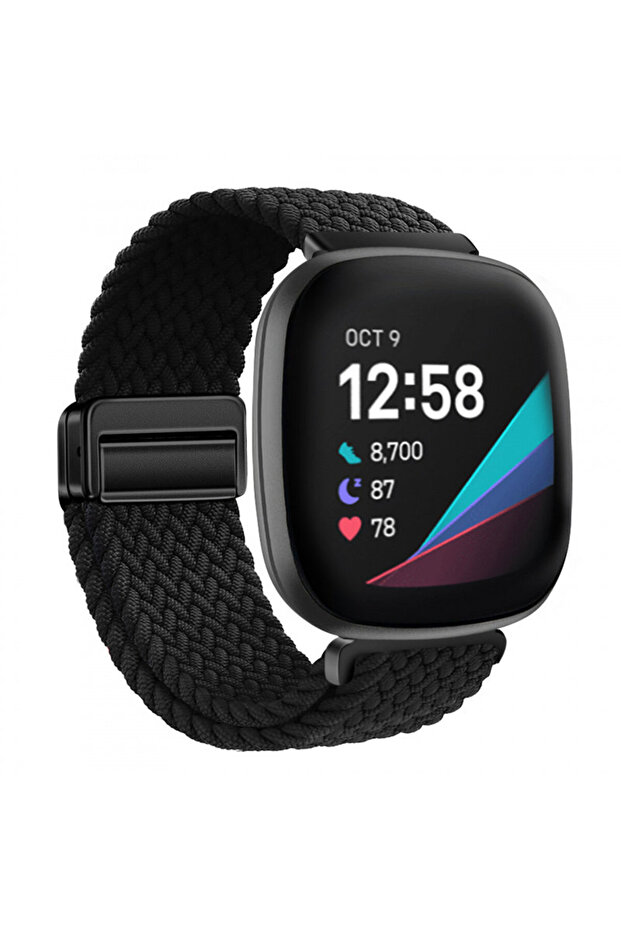 For Fitbit Sense 2 2 black Magnetic Sport Braided Stretchy Strap for Fitbit Versa 4 3 Sense 2 1 Repl