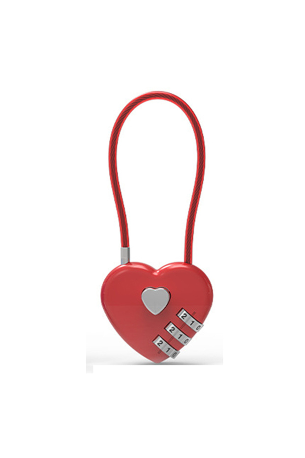 Red Love Lock Wedding Lock Heart Love Combination Lock School Bag Backpack Trolley Box Concentric Lo