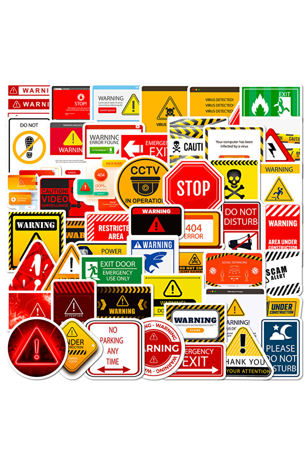 warning B 50pcs Warning Signs Stickers [50pcs] Bans Cautions Directions Stickers for Helmet Water Bo