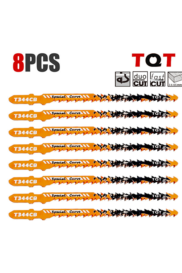 1.5mm 120mm Wood Cutting T344Cb-Js-8Pcs Double-Sided Jigsaw Blades 10/9Tpi T344Cb for Efficient Curv