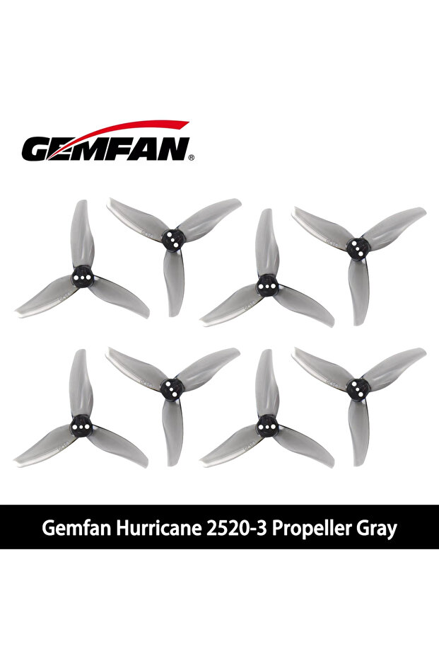 4pairs Gray 4Pairs Gemfan Hurricane 2520 2.5X2X3 3-Blade PC Propeller for FPV Freestyle 2.5inch Dron