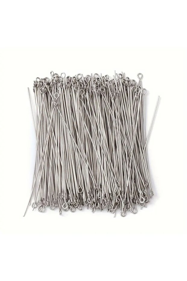 200pcs 200PCS 35mm Mini Metal Wire Eyepins Beading Small Open Eye Head Pins Needles Bulk for DIY Cra