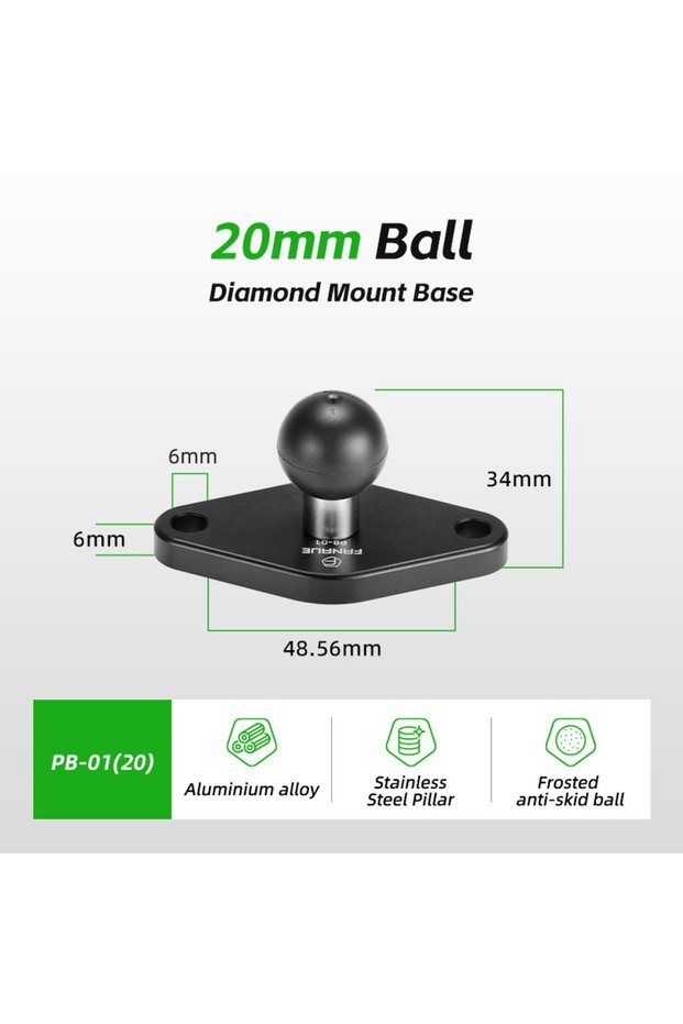 PB-01(20) FANAUE 1 Inch Ball Adapter Aluminum Alloy 25/20/17mm Automotive Diamond/ Square Ball Base