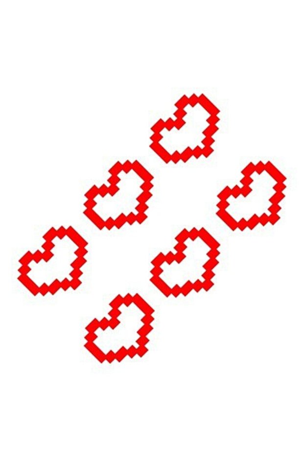 Red 6PCS Mosaic Heart-shaped Pixel Heart-shaped Car Window Decoration, Waterproof Headlight and Tail