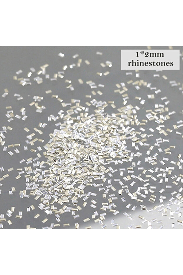 50pcs-S 50Pcs Nail Reflective Rhinestones Silver Thin Strip Bar Crystal Nail Art Strips Line Decorat