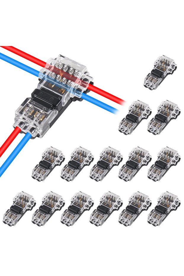 15pcs 15Pcs T Type Wire Connector 2 Pin Automotive Wire Splice Connector T Tap Wiring Connector Ele