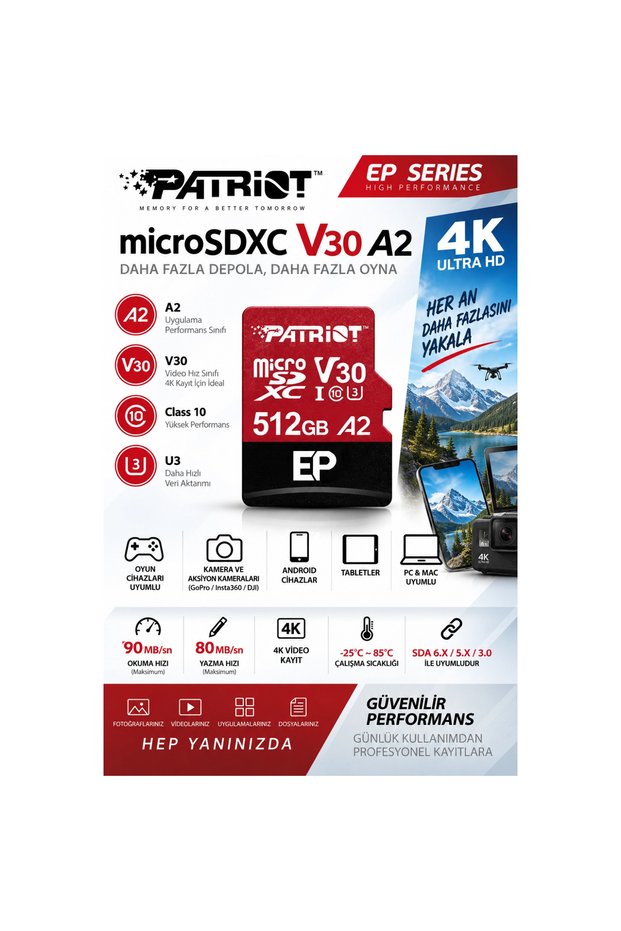 Ep Series 512Gb Microsdxc V30 A2 U3 Uhs-I Class 10 Memory Card