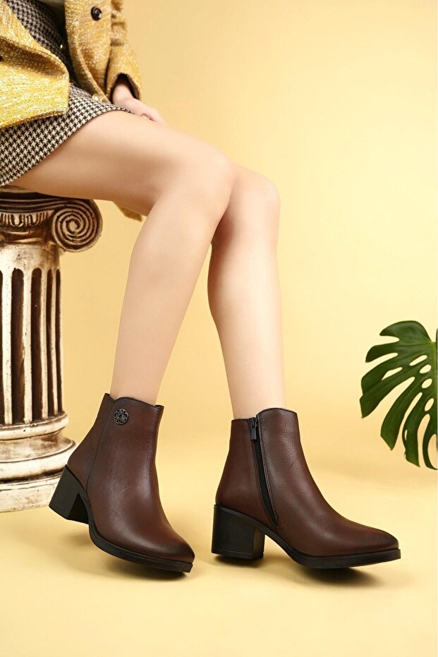 92160-1 Tan Genuine Leather Winter Women's Boots