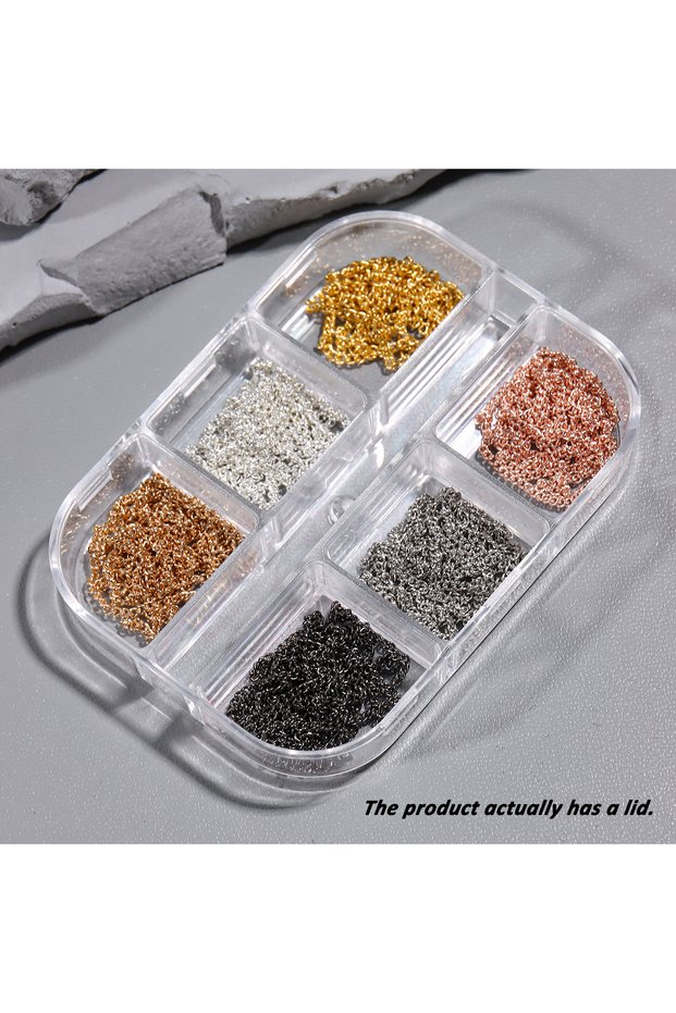 6G-HLT04 Metal Nail Art Chains,Gold Silver Nail Chain 3D Nail Decoration Charm Personality Nail Jewe