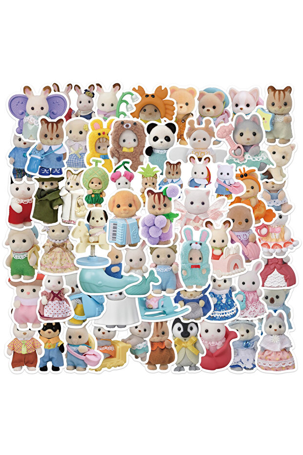 55pcs 55pcs Calico Critters Stickers Laptop Scrapbook Decoration Graffiti Decals Skateboard Laptop W