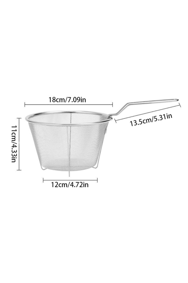 18cm French Chip Frying Strainer Basket Stainless Steel Deep Fry Basket Kitchen Round Fryer Wire Mes