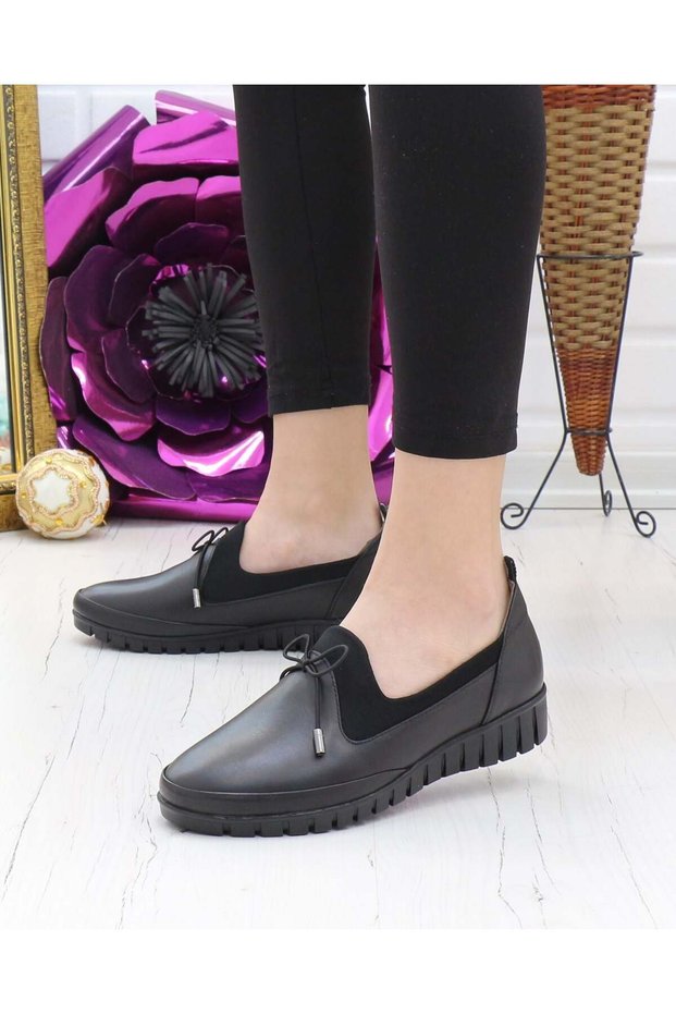 Olga-3 Black Genuine Leather Casual Women's Shoes