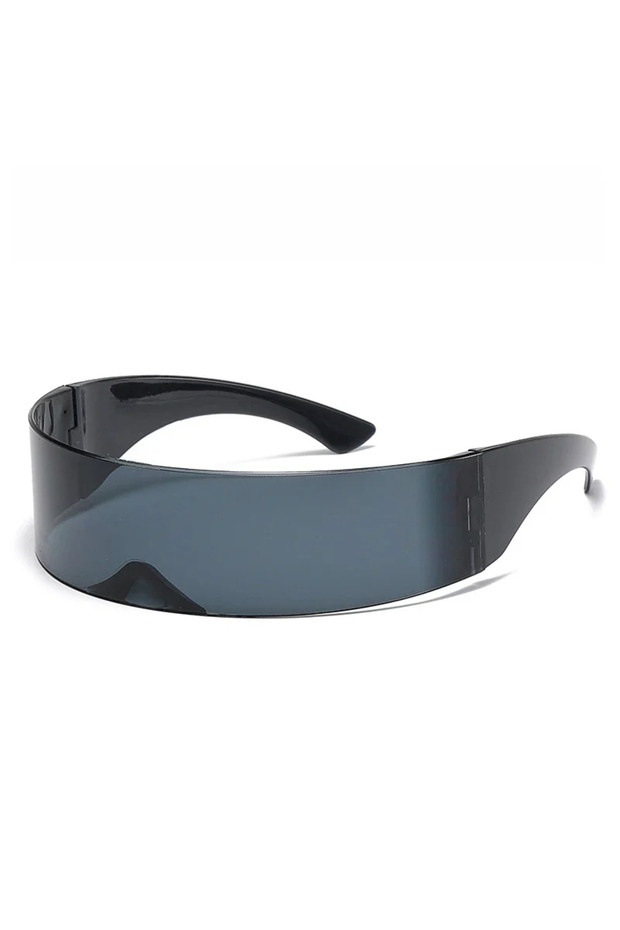 C2 Men And Women Cyberpunk Goggles Futuristic Party Glasses One Piece Wrap Around Mirror Sunglasses