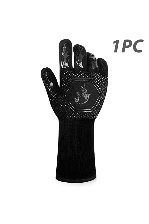 A - 1 Piece 1PC / 1 Pair Oven Gloves, Oven Mitts, Heat Resistant Fireproof Non-Slip Silicone BBQ Gri