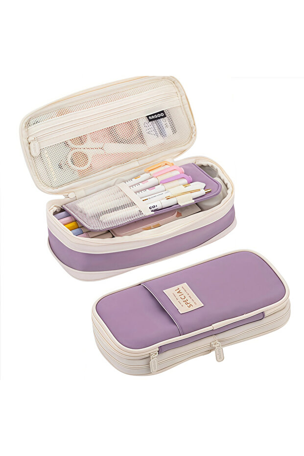 PURPLE Large Capacity Pencil Case Stationery School Supplies Pencil Cases Pouch Office Desk Storage