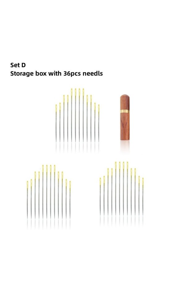 D-36PCS Needle Box 12/36PCS Sewing Needles Multi-size Side Opening Stainless Steel Darning Sewing Ho