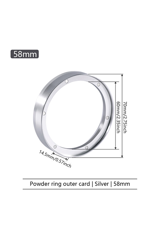 58mm-Silver 51/54/58mm Dosing Funnel with 6 Magnets, Espresso Coffee Aluminum Dosing Ring Fits 51/54