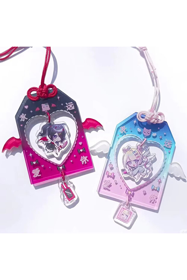 SET 2pcs Anime Keychain NEEDY GIRL OVERDOSE Guard Acrylic Keyring Backpack Pendant Cosplay Props Chr