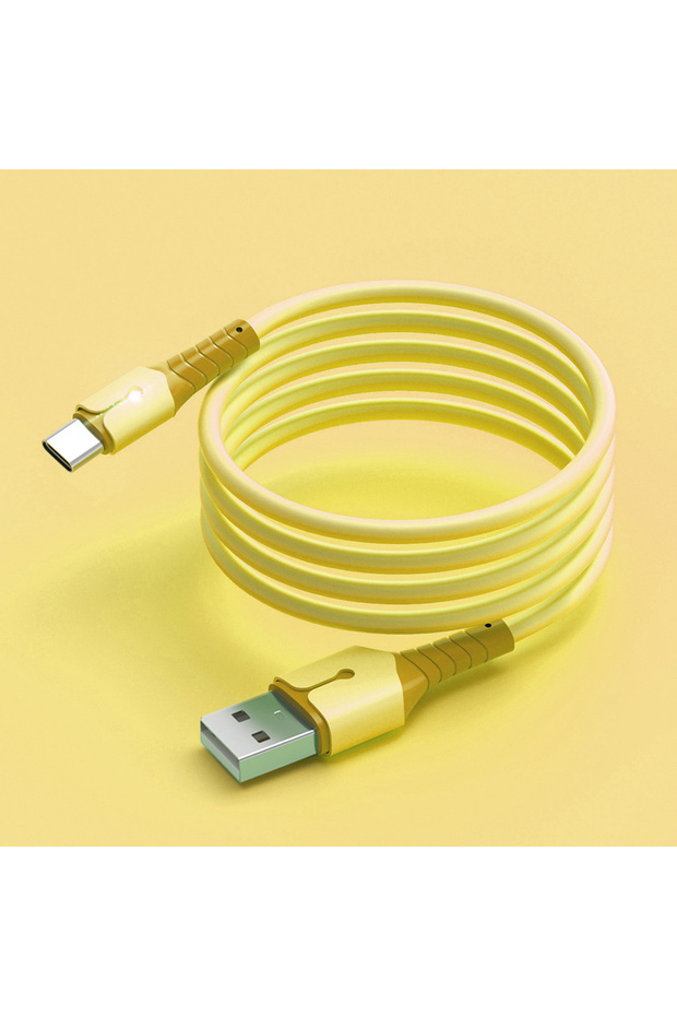 1m YELLOW Multi Color Lightweight Liquid Data Cable Suitable For Android Samsung Type C Fast Chargin