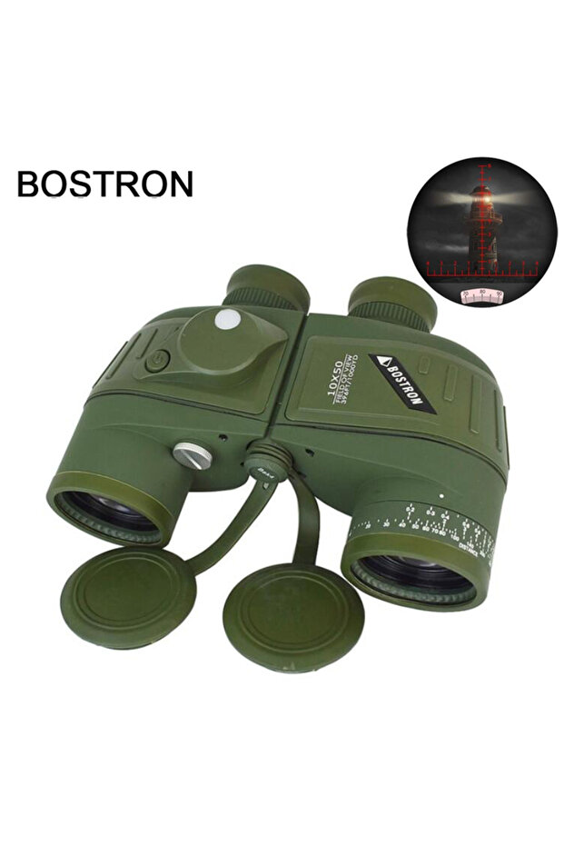 Green1050 Binoculars 10x50 Marine Military Telescope Adults Waterproof With Rangefinder Compass BAK4