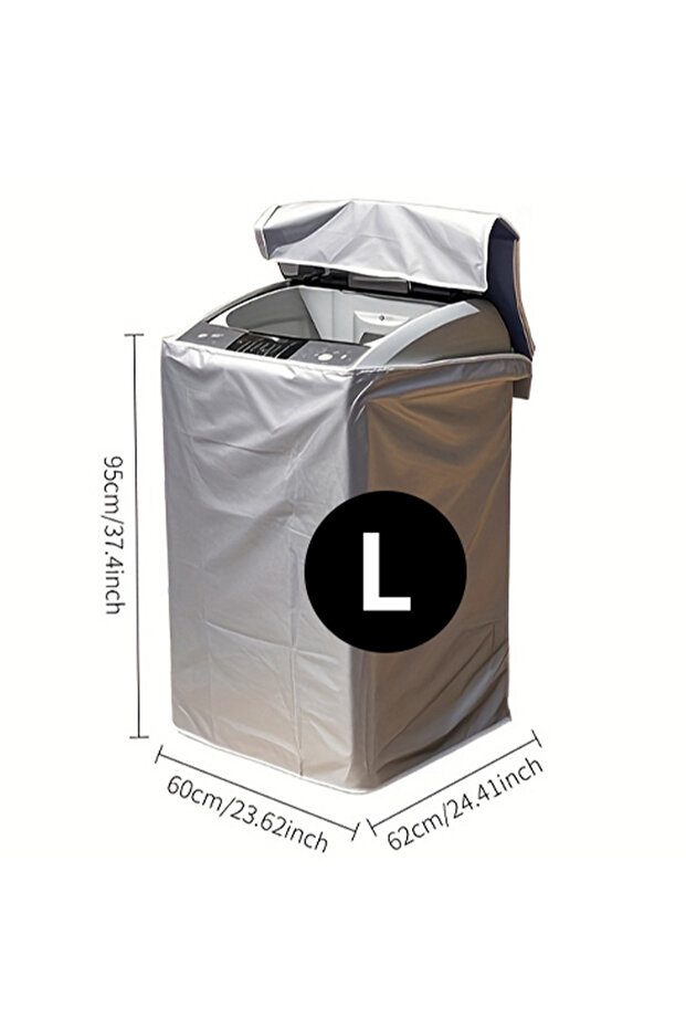 L(95x62x60cm) Waterproof Top Load Washing Machine Cover, Sunproof Dustproof Silver Coated Fabric, Al