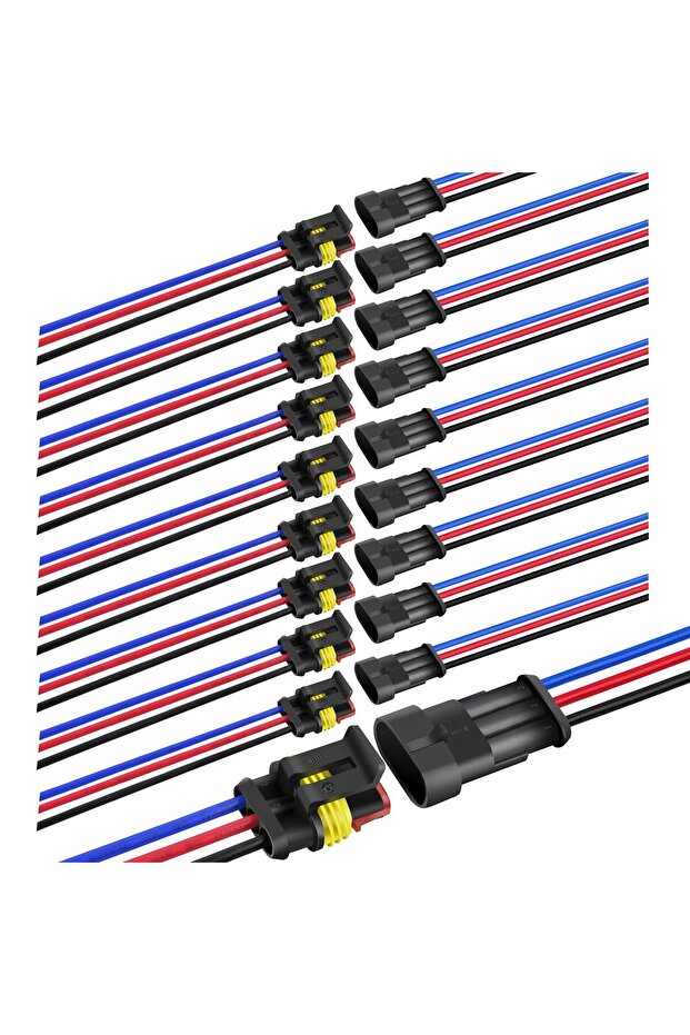 10 Pack 3 Pin Wire Connectors, 18AWG Male Female Plug Socket, Quick Disconnect Car, Truck Wire Conne