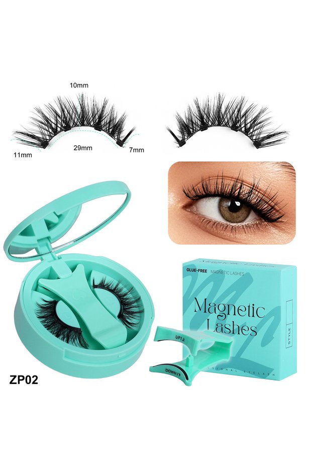 ZP02 Magnetic Fake Eyelashes Set Reusable 3D Glue-free Waterproof Natural False Eyelashes With Trave